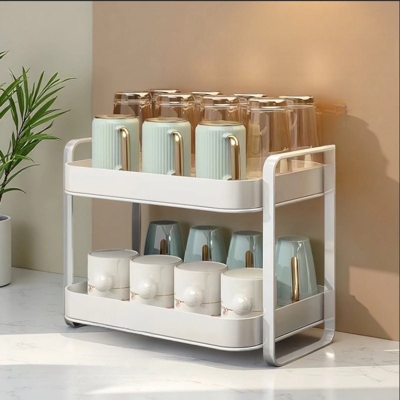 Commercial Kitchen Shelving - منظم أكواب من طبقتين، حامل أكواب